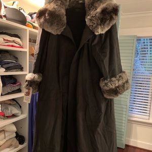 Cashmere and rabbit fur coat